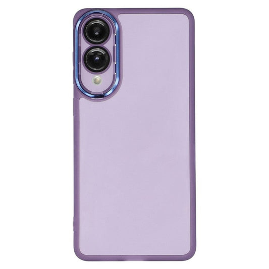 For Samsung Galaxy S25 Edge Case Electroplated Camera Frame TPU Phone Cover - Transparent Purple