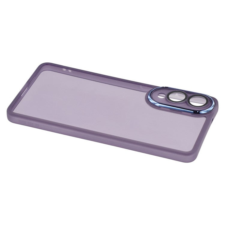 For Samsung Galaxy S25 Edge Case Electroplated Camera Frame TPU Phone Cover - Transparent Purple