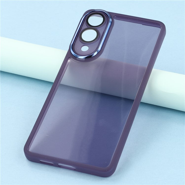 For Samsung Galaxy S25 Edge Case Electroplated Camera Frame TPU Phone Cover - Transparent Purple