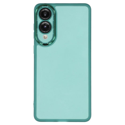 For Samsung Galaxy S25 Edge Case Electroplated Camera Frame TPU Phone Cover - Transparent Army Green