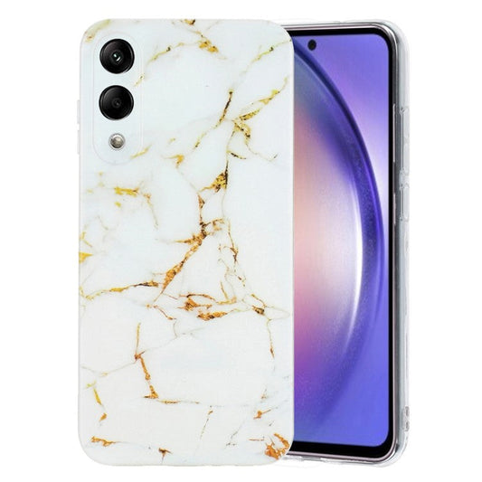 For Samsung Galaxy S25 Edge Case Marble Pattern Painted TPU Phone Back Cover - White