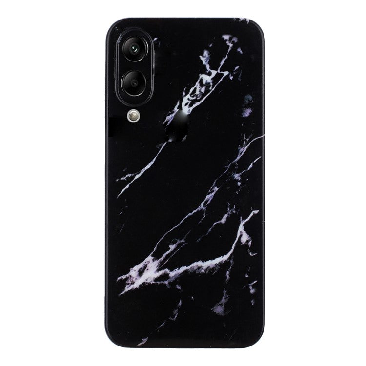 For Samsung Galaxy S25 Edge Case Marble Pattern Painted TPU Phone Back Cover - Black