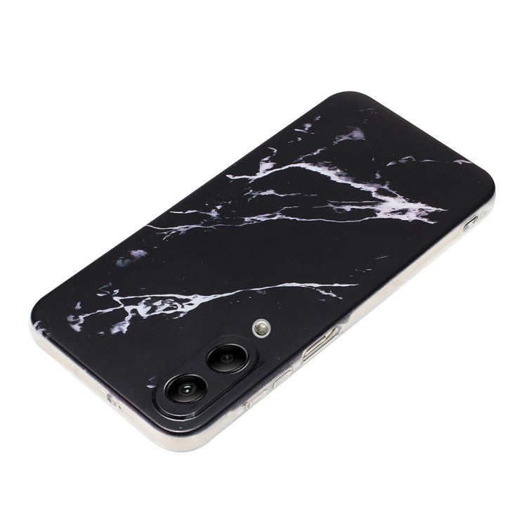 For Samsung Galaxy S25 Edge Case Marble Pattern Painted TPU Phone Back Cover - Black