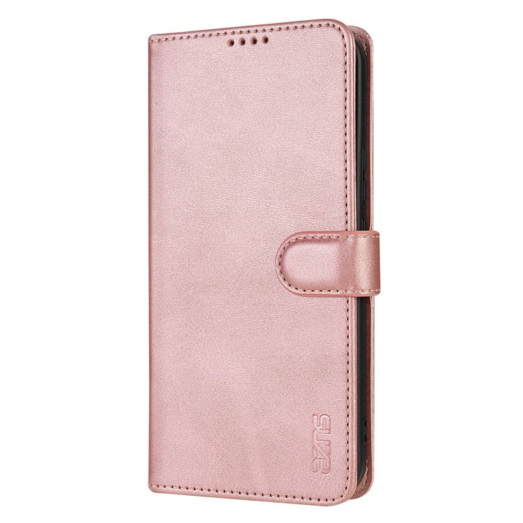 AZNS For Samsung Galaxy S25 Edge Case PU Leather Wallet Phone Cover - Rose Gold