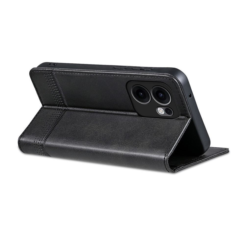 AZNS For Oppo Reno13 F 5G Case Cowhide Texture PU Leather Wallet Phone Cover - Black