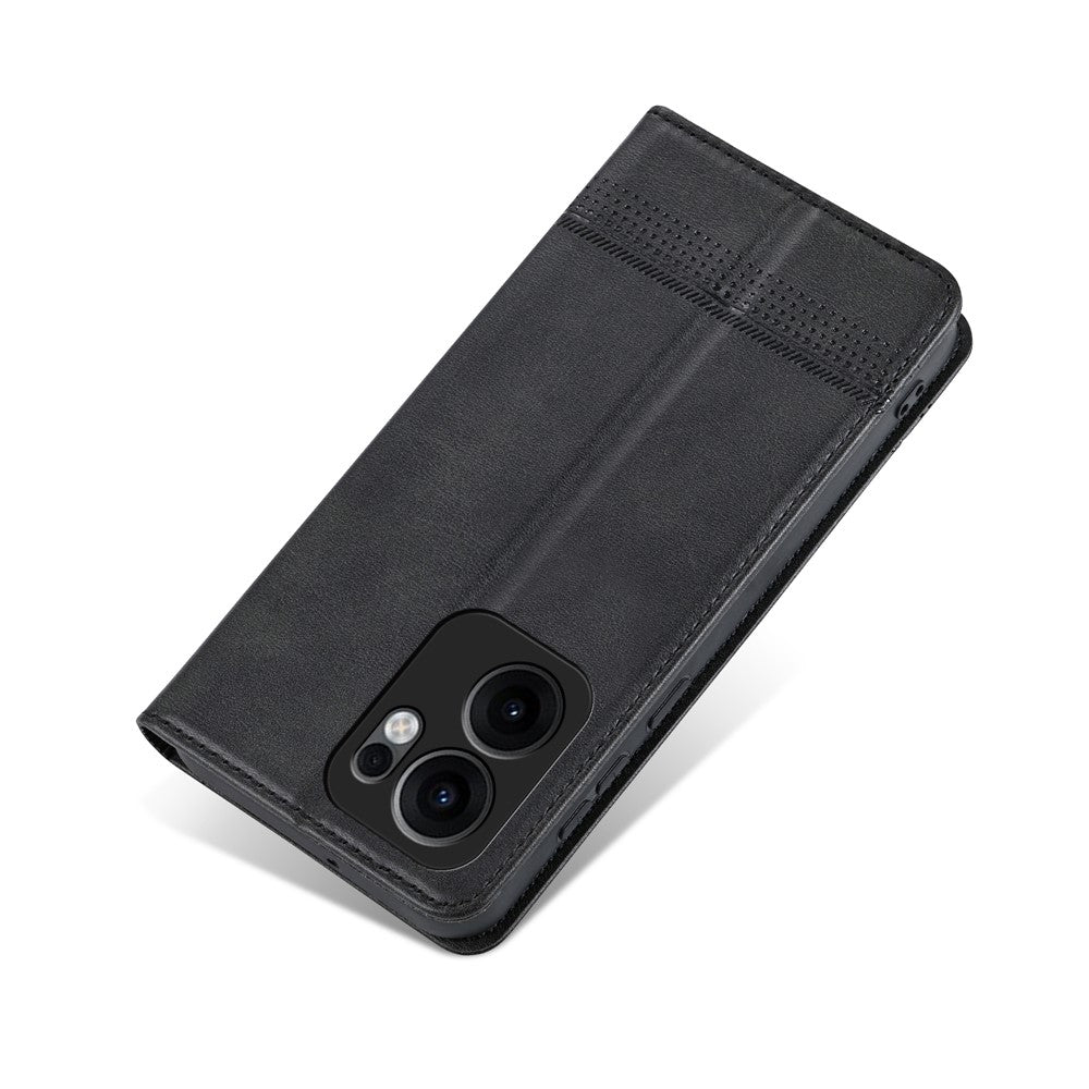 AZNS For Oppo Reno13 F 5G Case Cowhide Texture PU Leather Wallet Phone Cover - Black
