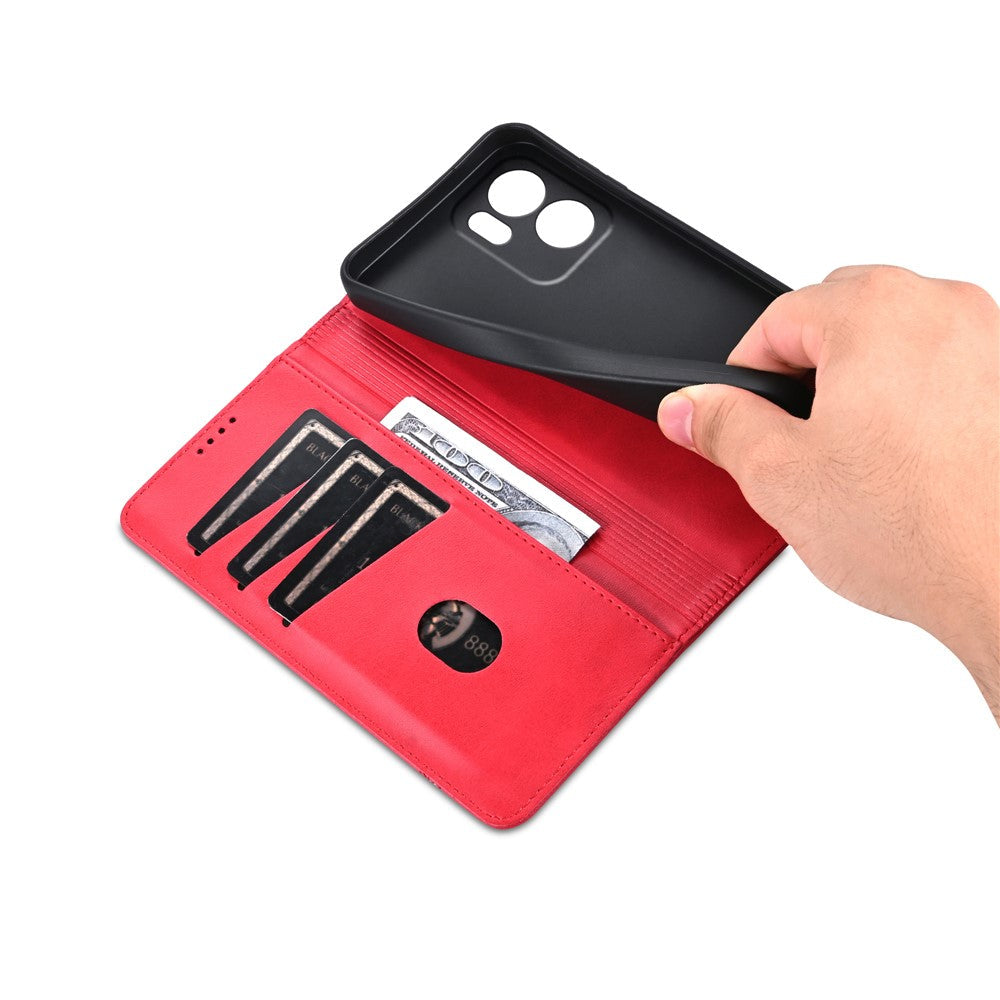 AZNS For Oppo Reno13 F 5G Case Cowhide Texture PU Leather Wallet Phone Cover - Red