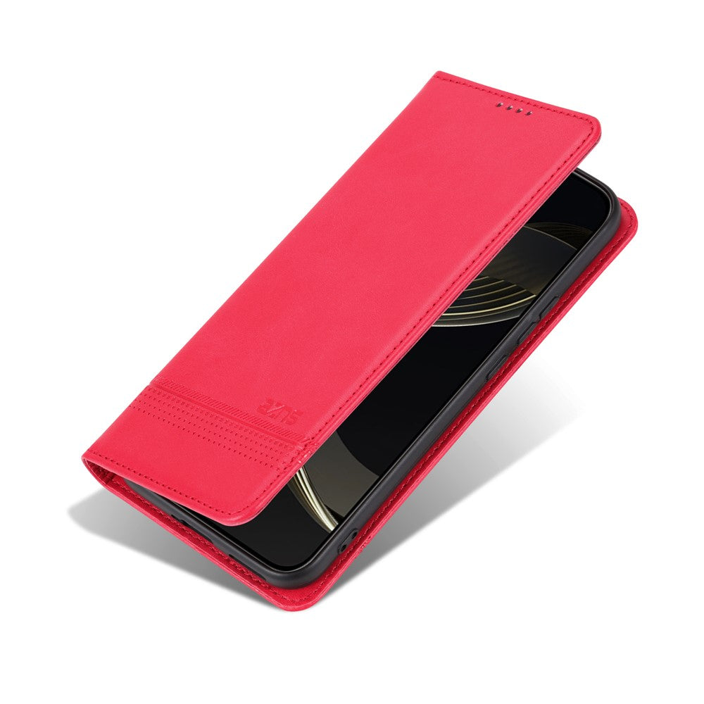 AZNS For Oppo Reno13 F 5G Case Cowhide Texture PU Leather Wallet Phone Cover - Red