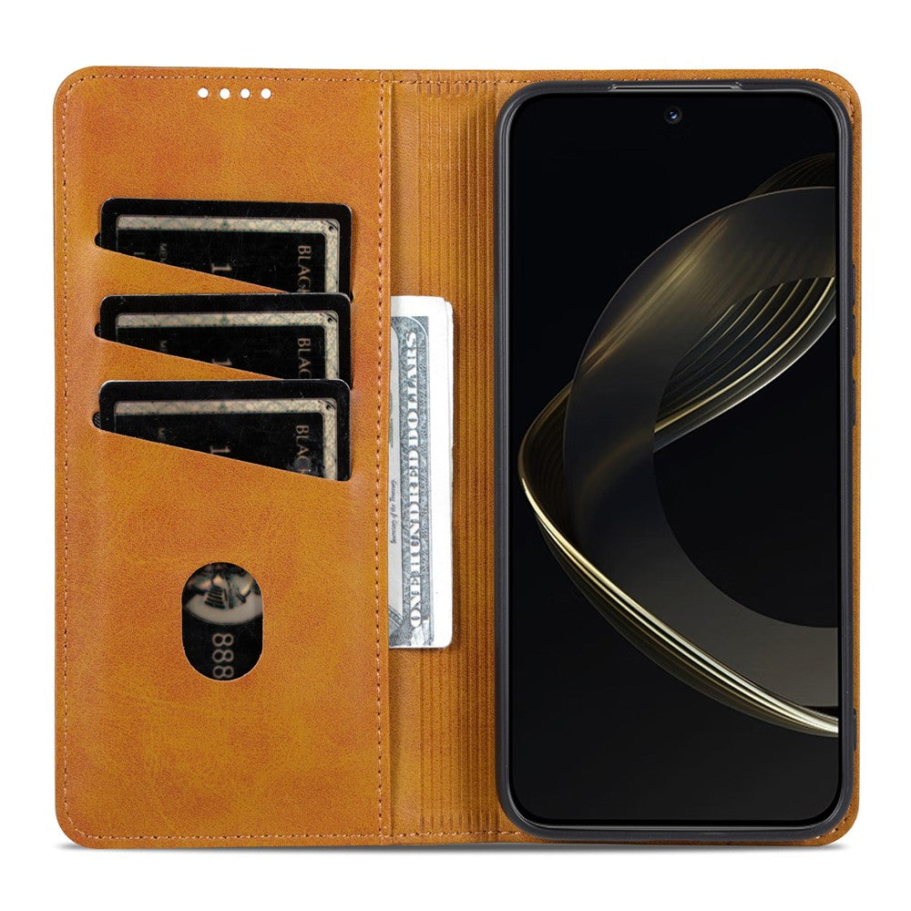 AZNS For Oppo Reno13 F 5G Case Cowhide Texture PU Leather Wallet Phone Cover - Brown