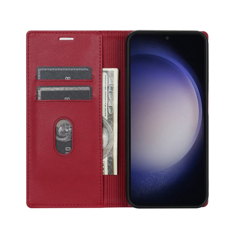 For Samsung Galaxy S25 Edge Wallet Case Magnetic Closure PU Leather Phone Cover - Red