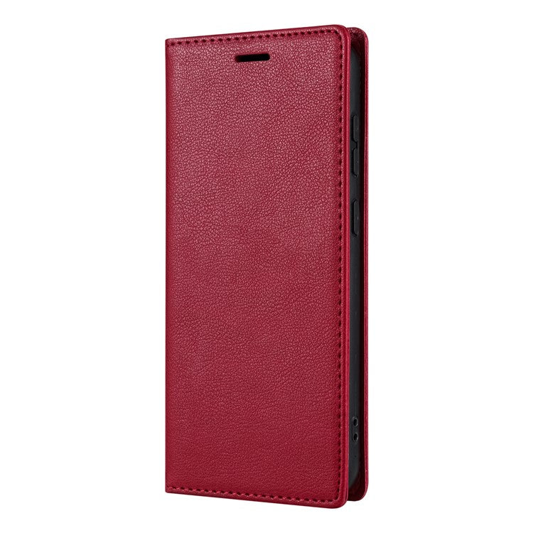 For Samsung Galaxy S25 Edge Wallet Case Magnetic Closure PU Leather Phone Cover - Red