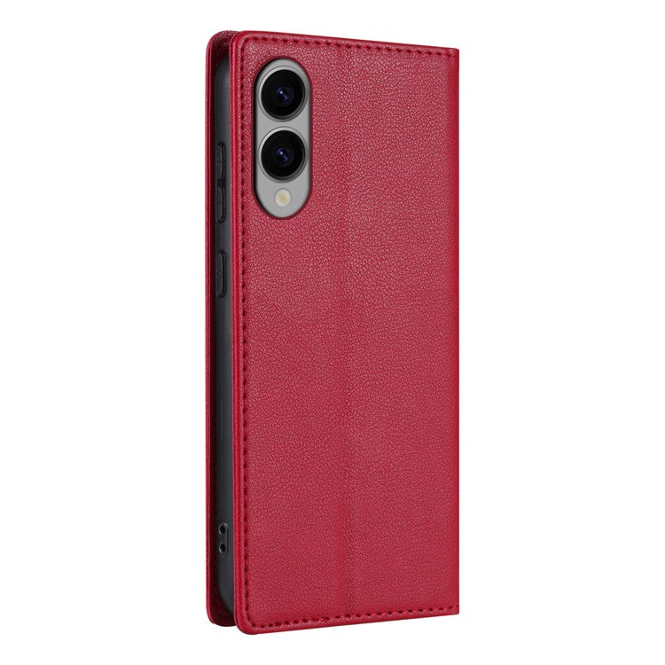 For Samsung Galaxy S25 Edge Wallet Case Magnetic Closure PU Leather Phone Cover - Red