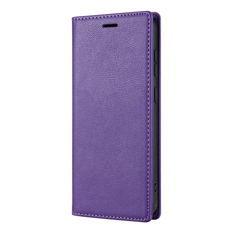 For Samsung Galaxy S25 Edge Wallet Case Magnetic Closure PU Leather Phone Cover - Purple