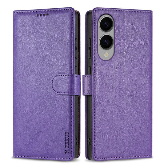 N.BEKUS CSJ-001 For 	Samsung Galaxy S25 Edge Stand Case PU Leather Wallet Phone Cover - Purple