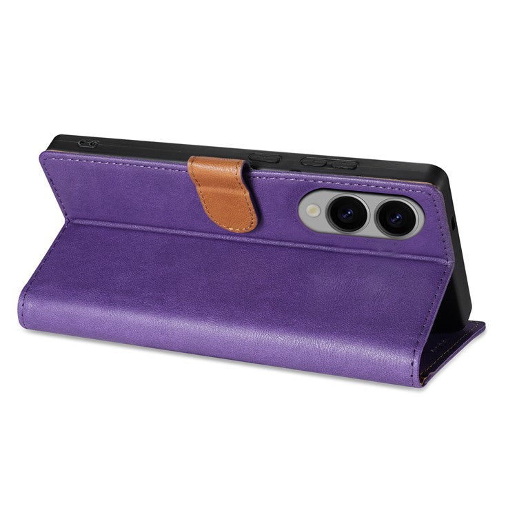 N.BEKUS CSJ-001 For 	Samsung Galaxy S25 Edge Stand Case PU Leather Wallet Phone Cover - Purple