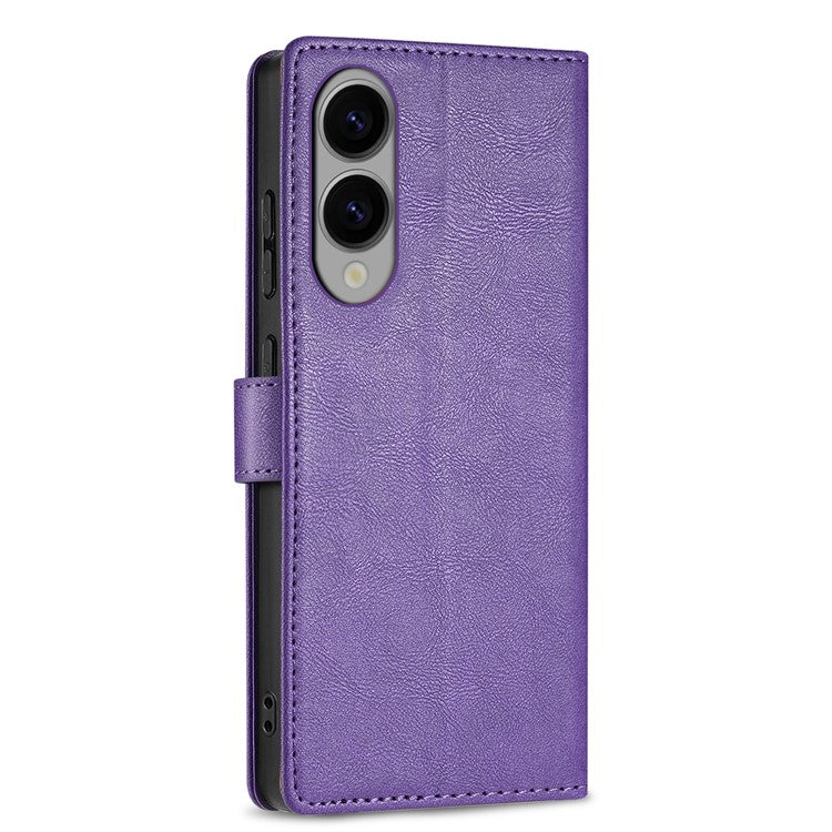 N.BEKUS CSJ-001 For 	Samsung Galaxy S25 Edge Stand Case PU Leather Wallet Phone Cover - Purple