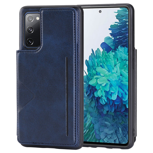 HANMAN Mika Series For Samsung Galaxy S20 FE / S20 FE 5G / S20 FE 2022 / S20 Lite Magnetic Card Slots Phone Case PU Leather Coated TPU Cover - Blue