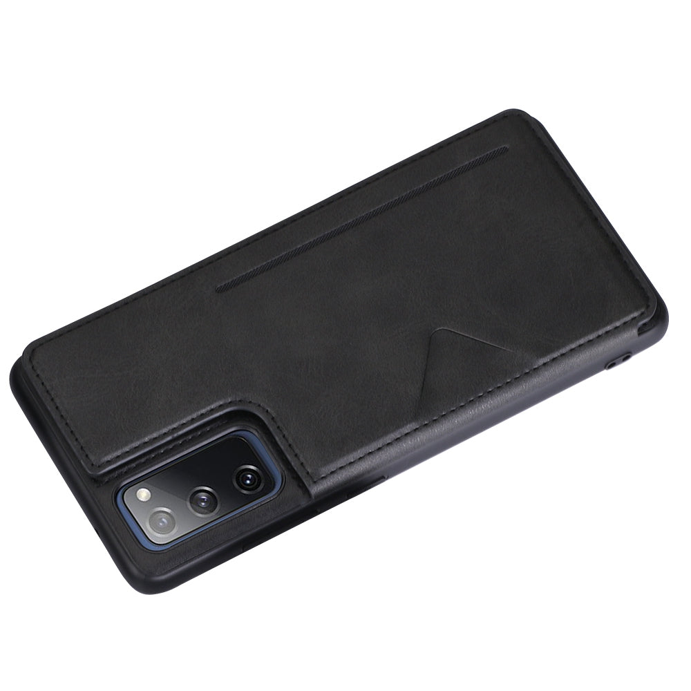 HANMAN Mika Series For Samsung Galaxy S20 FE / S20 FE 5G / S20 FE 2022 / S20 Lite Magnetic Card Slots Phone Case PU Leather Coated TPU Cover - Blue
