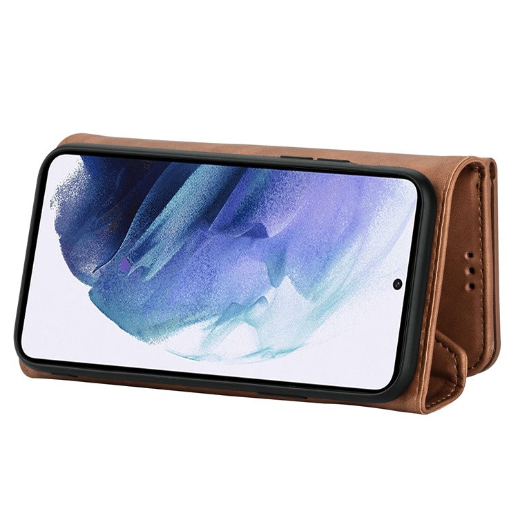 N.BEKUS For Samsung Galaxy S25 Edge Cases Skin-Touch Leather Wallet Phone Cover with Straps - Brown
