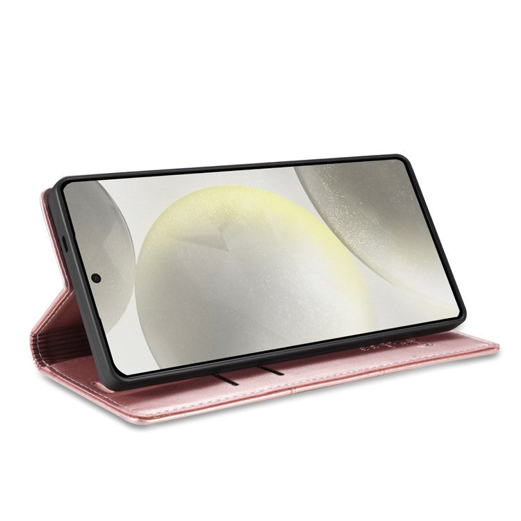 For Samsung Galaxy S25 Edge Wallet Case Magnetic Closing Leather Phone Cover - Rose Gold