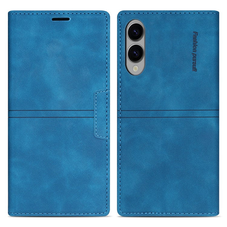 For Samsung Galaxy S25 Edge Wallet Case Magnetic Closing Leather Phone Cover - Blue