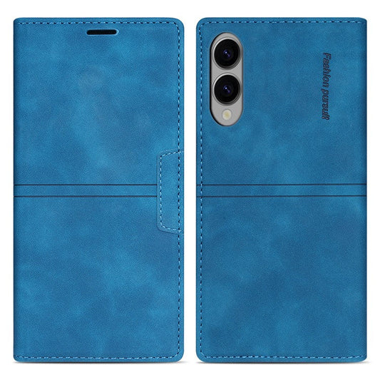 For Samsung Galaxy S25 Edge Wallet Case Magnetic Closing Leather Phone Cover - Blue
