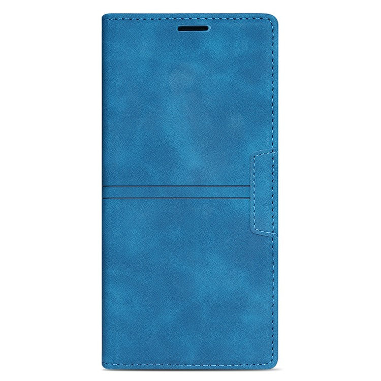 For Samsung Galaxy S25 Edge Wallet Case Magnetic Closing Leather Phone Cover - Blue
