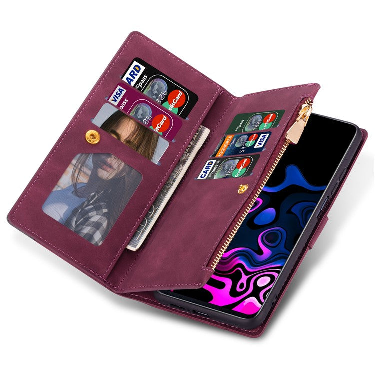 For Samsung Galaxy S25 Edge Wallet Case Color Splicing Leather Phone Cover with Stand - Red