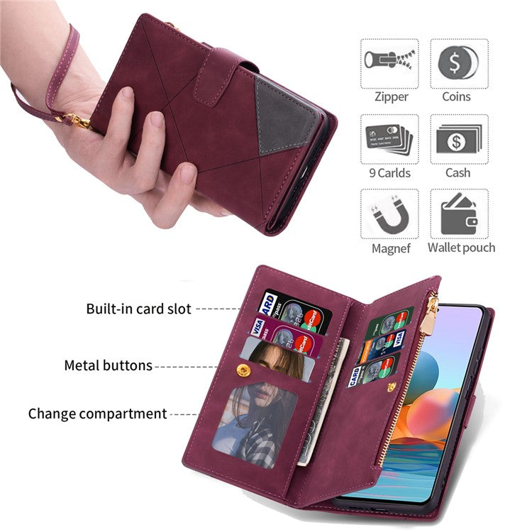 For Samsung Galaxy S25 Edge Wallet Case Color Splicing Leather Phone Cover with Stand - Red