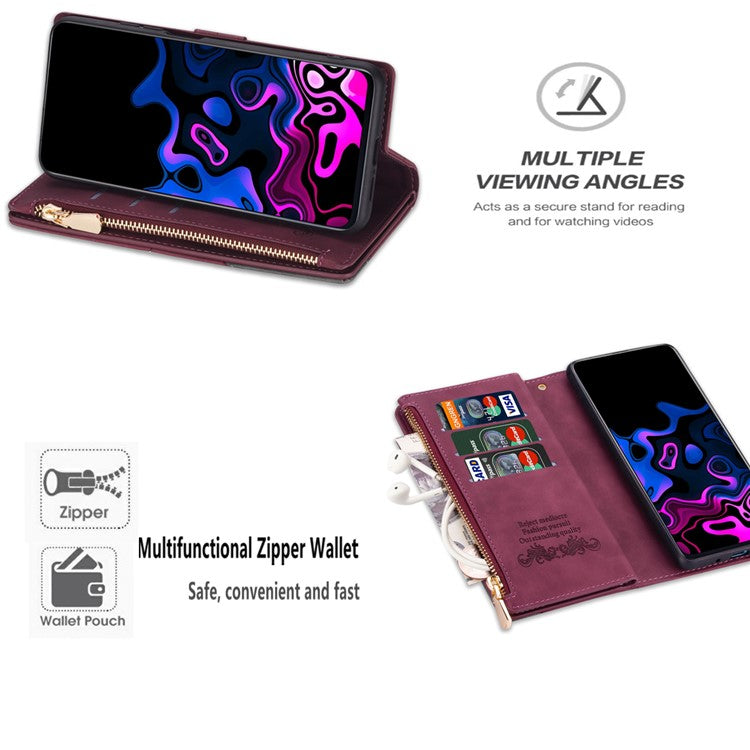 For Samsung Galaxy S25 Edge Wallet Case Color Splicing Leather Phone Cover with Stand - Red