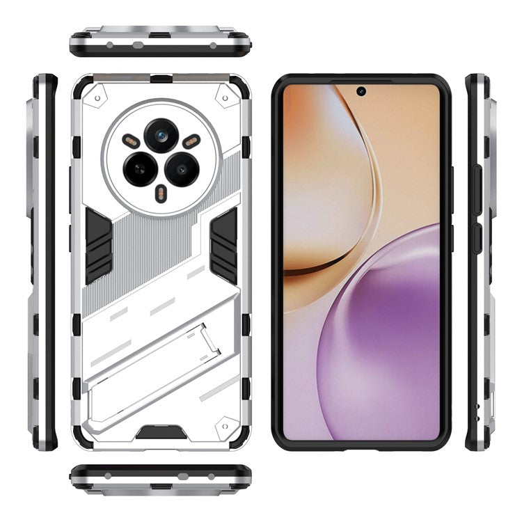 For Realme 14 Pro 5G Case PC + TPU Shockproof Phone Cover with Kickstand - White
