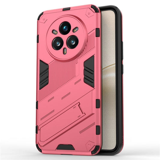 For Realme 14 Pro+ 5G Case PC + TPU Shockproof Phone Cover with Kickstand - Rose