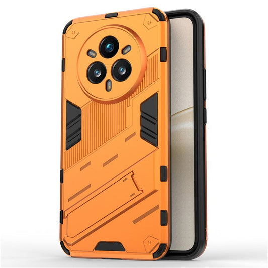 For Realme 14 Pro+ 5G Case PC + TPU Shockproof Phone Cover with Kickstand - Orange