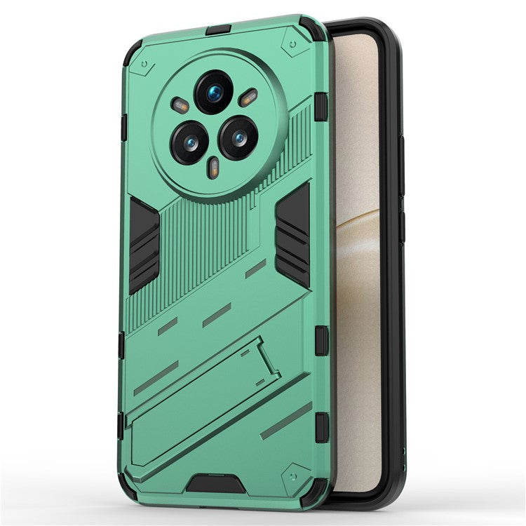 For Realme 14 Pro+ 5G Case PC + TPU Shockproof Phone Cover with Kickstand - Green