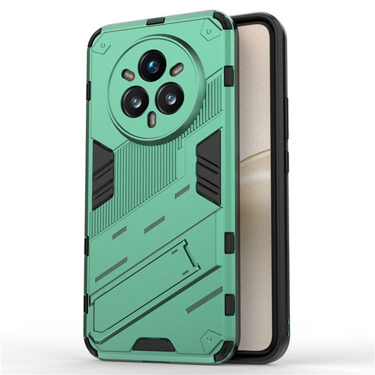 For Realme 14 Pro+ 5G Case PC + TPU Shockproof Phone Cover with Kickstand - Green