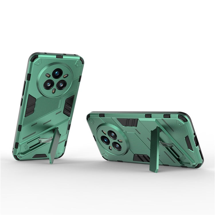 For Realme 14 Pro+ 5G Case PC + TPU Shockproof Phone Cover with Kickstand - Green
