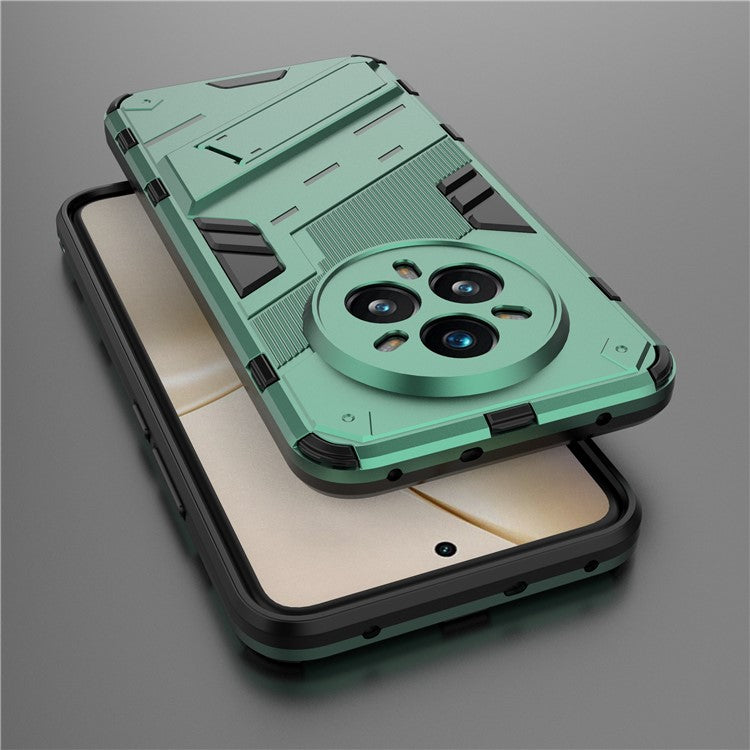 For Realme 14 Pro+ 5G Case PC + TPU Shockproof Phone Cover with Kickstand - Green