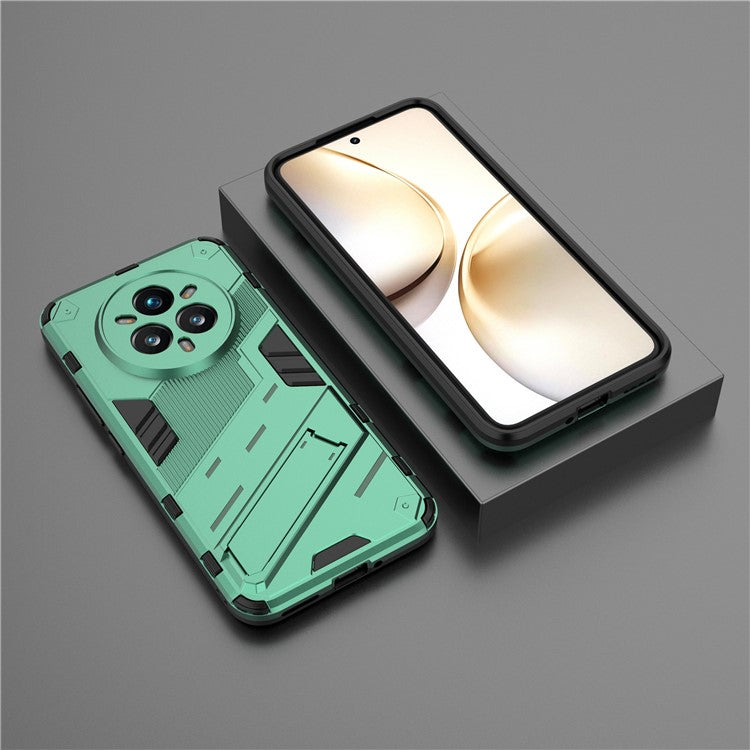 For Realme 14 Pro+ 5G Case PC + TPU Shockproof Phone Cover with Kickstand - Green