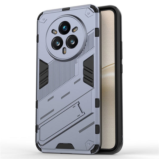 For Realme 14 Pro+ 5G Case PC + TPU Shockproof Phone Cover with Kickstand - Dark Blue