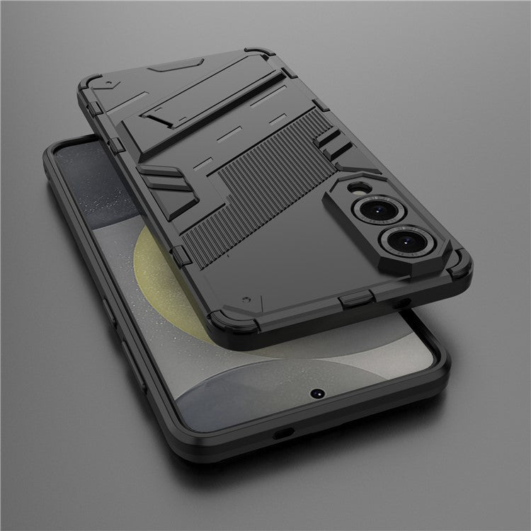 For Samsung Galaxy S25 Edge Case PC + TPU Shockproof Phone Cover with Kickstand - Black