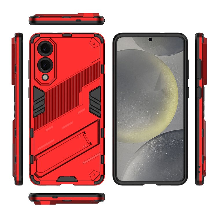 For Samsung Galaxy S25 Edge Case PC + TPU Shockproof Phone Cover with Kickstand - Red