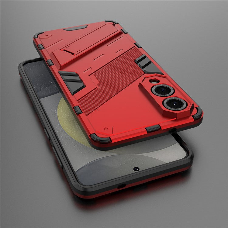 For Samsung Galaxy S25 Edge Case PC + TPU Shockproof Phone Cover with Kickstand - Red