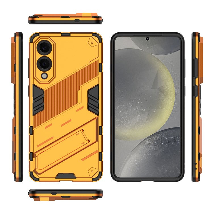 For Samsung Galaxy S25 Edge Case PC + TPU Shockproof Phone Cover with Kickstand - Orange