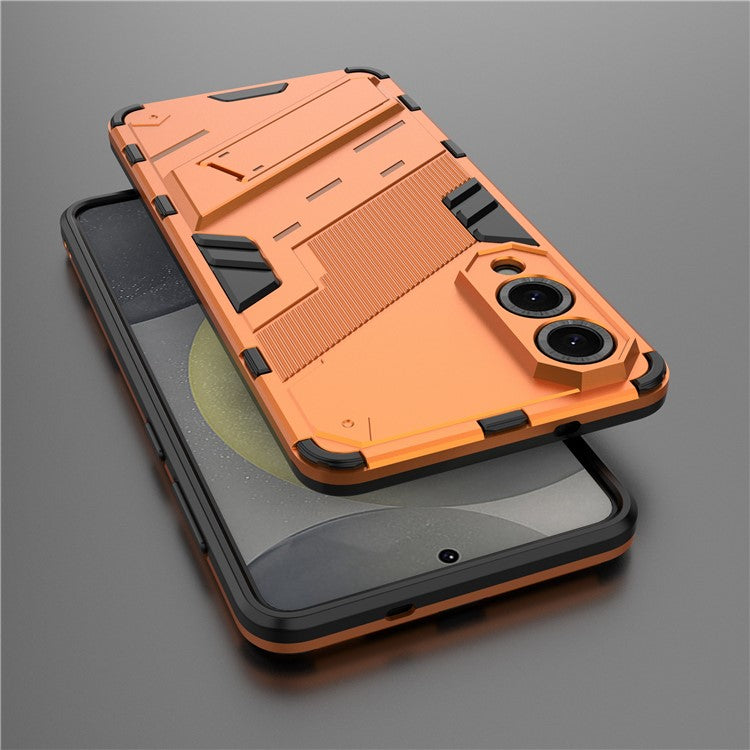 For Samsung Galaxy S25 Edge Case PC + TPU Shockproof Phone Cover with Kickstand - Orange