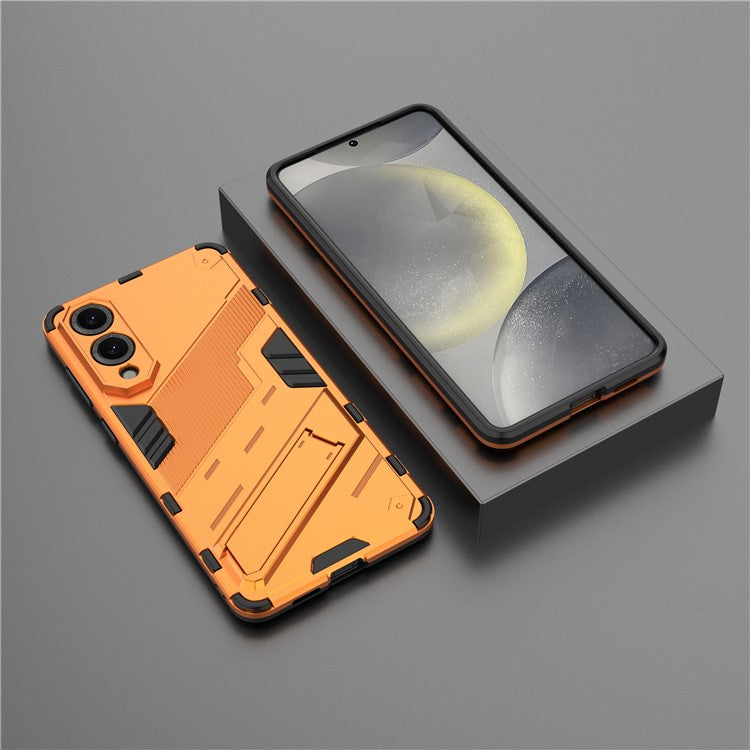 For Samsung Galaxy S25 Edge Case PC + TPU Shockproof Phone Cover with Kickstand - Orange