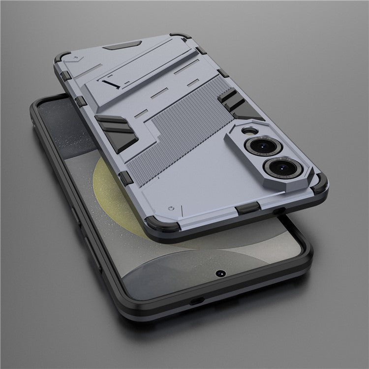 For Samsung Galaxy S25 Edge Case PC + TPU Shockproof Phone Cover with Kickstand - Dark Blue