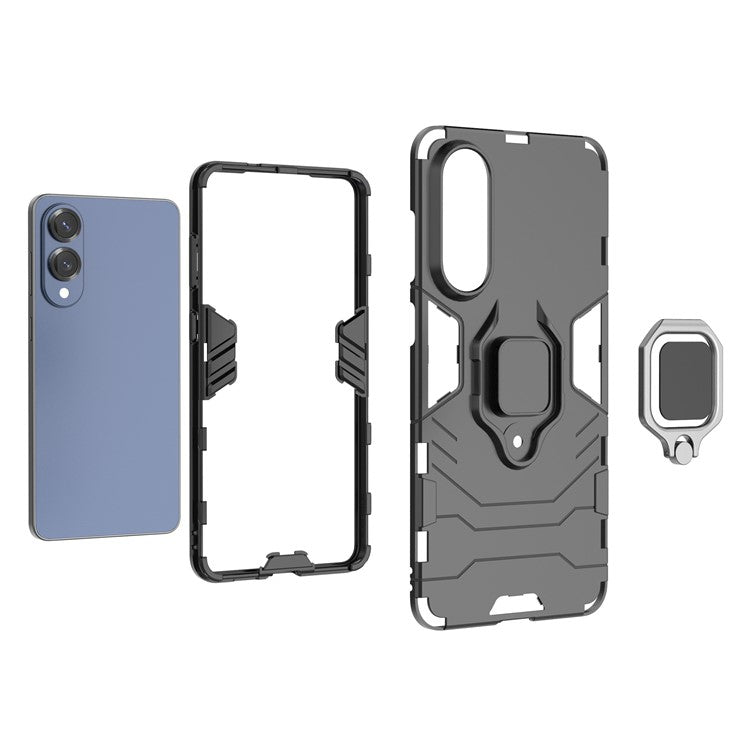 For Samsung Galaxy S25 Edge Case PC + TPU Protective Phone Cover with Ring Kickstand - Blue
