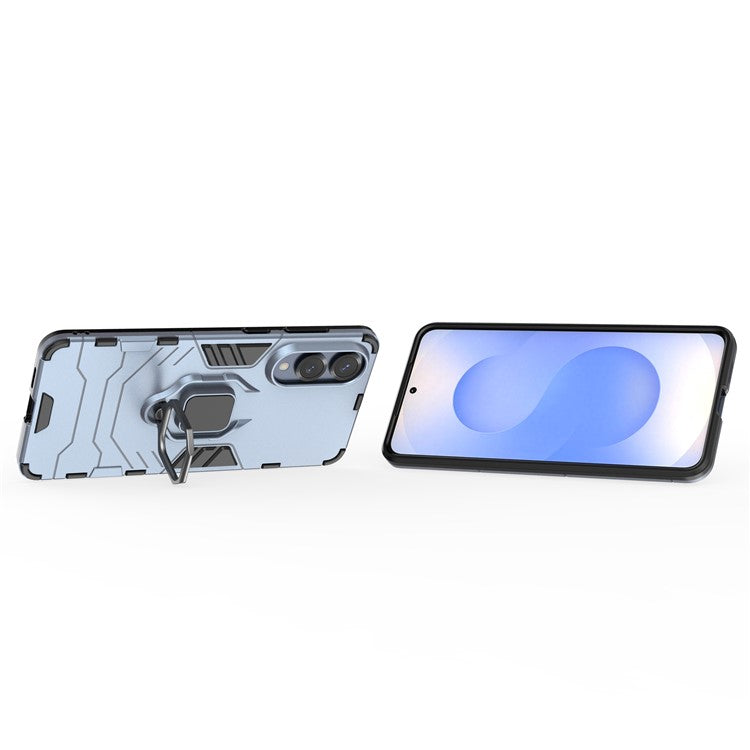 For Samsung Galaxy S25 Edge Case PC + TPU Protective Phone Cover with Ring Kickstand - Blue