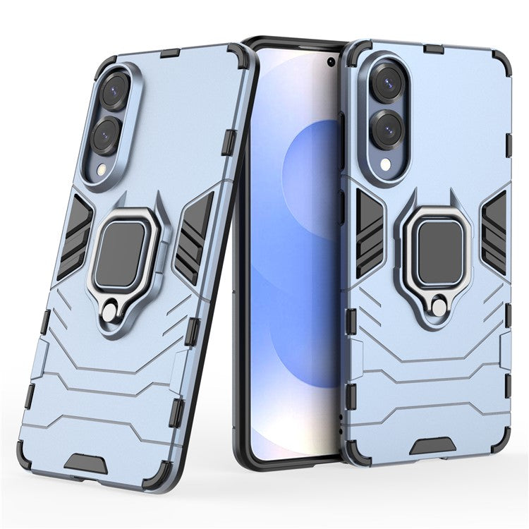 For Samsung Galaxy S25 Edge Case PC + TPU Protective Phone Cover with Ring Kickstand - Blue