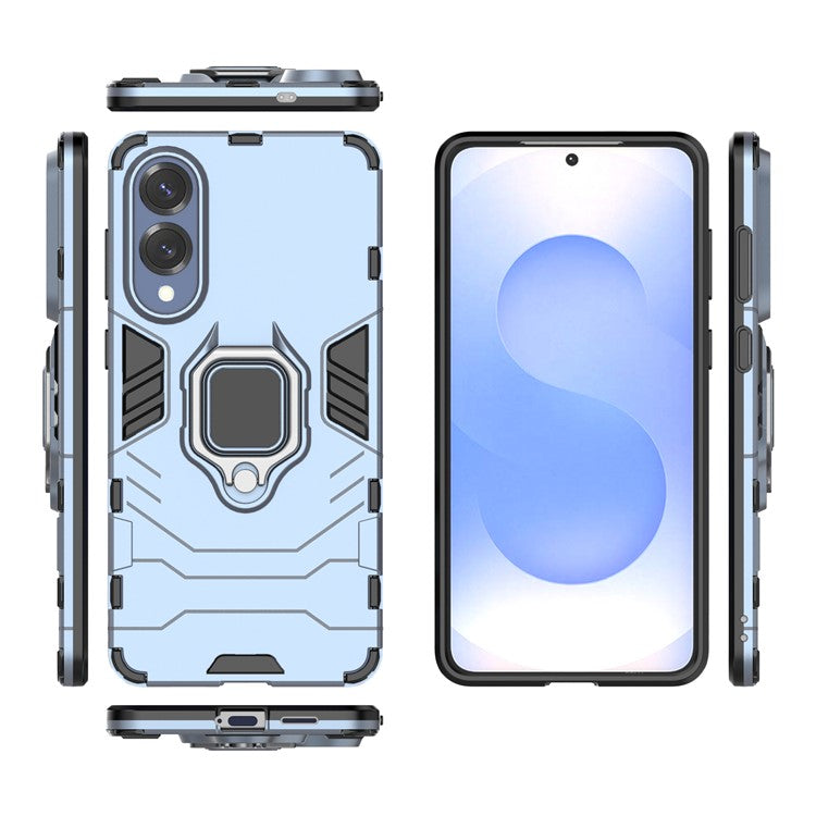 For Samsung Galaxy S25 Edge Case PC + TPU Protective Phone Cover with Ring Kickstand - Blue